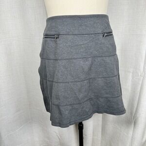Athleta Strata Ponte Mini Skirt Heather Gray Stretch Zip Pockets Medium A Line